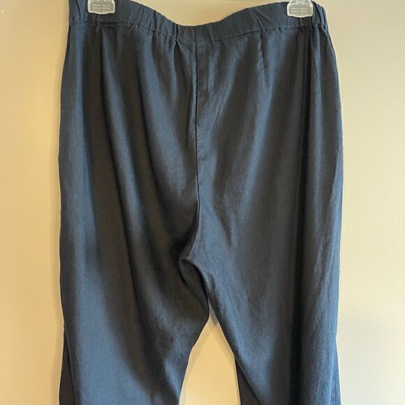 J.Jill Navy Linen Stretch Pant with Buttons | SZ S - Picture 8 of 12